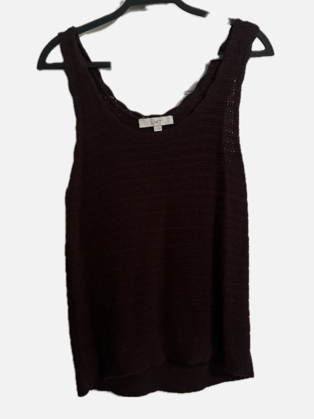 LOFT Dark Brown Knit Scoop Neck Tank